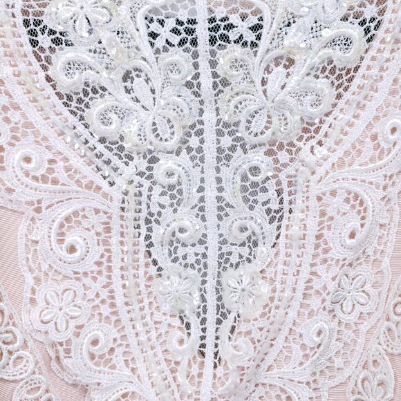 Vintage 80s Scott McClintock Pink Lace Sequin Skirt Suit Dress 4 Peplum Formal - Picture 6 of 16